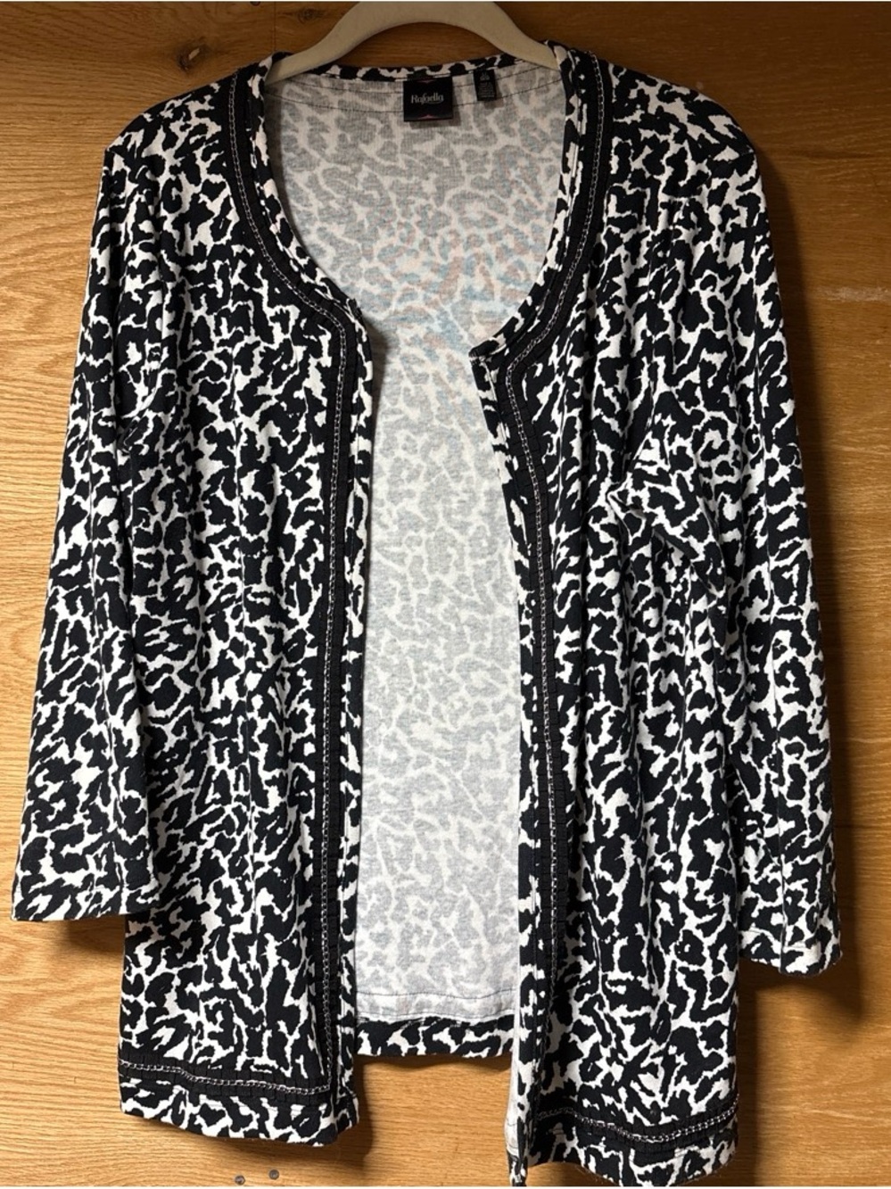 Rafaella Black & White Animal Print Open Cardigan